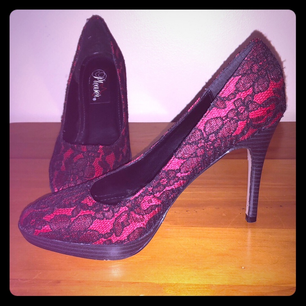 🤩PRICE REDUCED🤩 Pleaser Red&Black Heels sz 9
